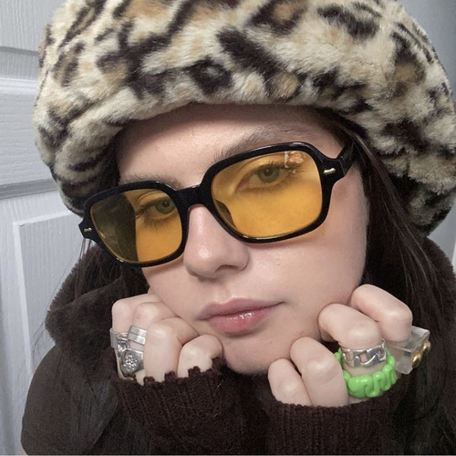 Cross-border rice nail sunglasses square  new European and American trendy personalized sunglasses versatile retro trendy sunglasses