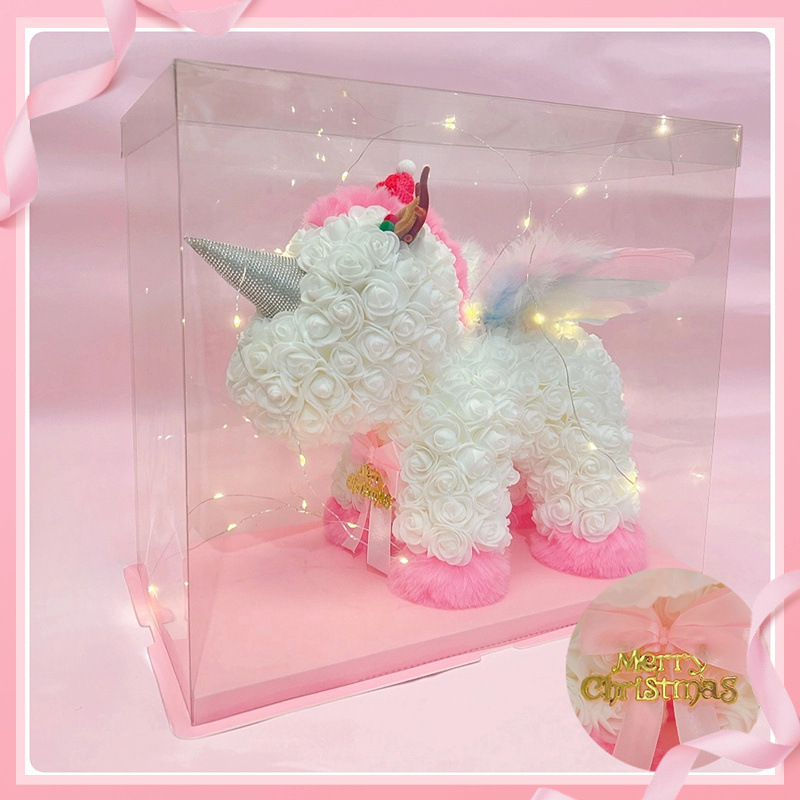 【크리스마스가 다가오고 있습니다】화이트 크리스마스 유니콘 + 선물 상자 스트링 조명