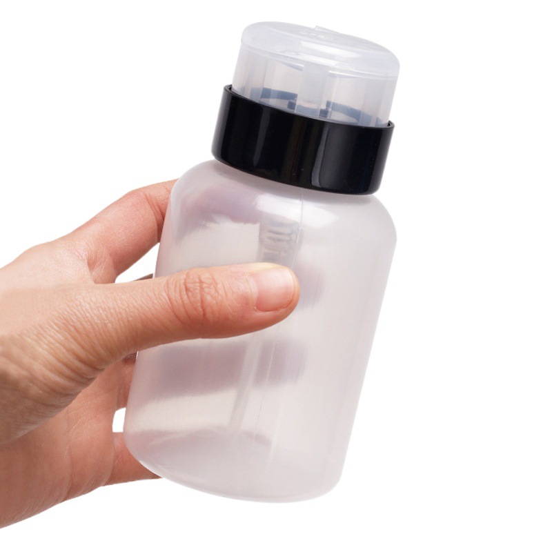 Clavo blanco y negro botella de presión de bloqueo de lavado de uñas removedor de uñas botella de presión de bloqueo 250ml botella vacía con botella de prensa de bloqueo