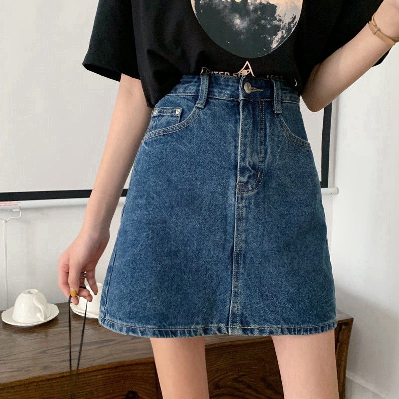ins牛仔半身裙女夏季新款韩版高腰显瘦a字包臀裙小个子百搭短裙潮