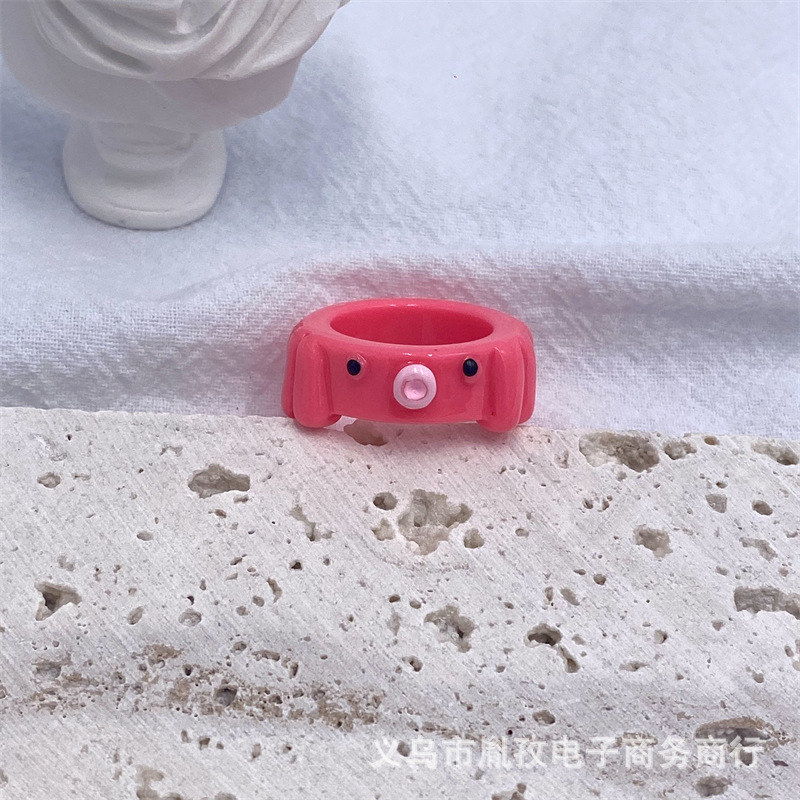 Lindo pulpo resina acrílico anillo macaron color de dibujos animados personalidad tridimensional anillo europeo y americano transfronterizo