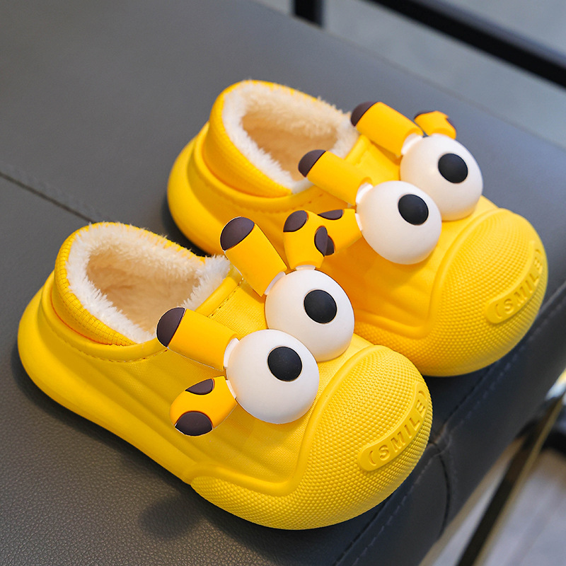Zapatillas de algodón para niños invierno 2024 nuevos niños y niñas impermeables antideslizantes calentamiento en el hogar bolsas de zapatos de algodón para niños pequeños y medianos
