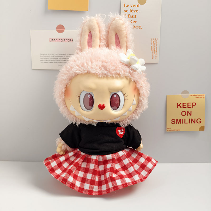 Ropa de muñeca de peluche de vinilo Labubu de 38cm para ropa de muñeca La Bu Time to Chill