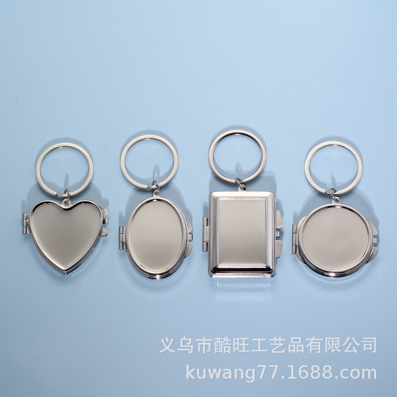 Metal Makeup Mirror Custom DIY Makeup Mirror Portable Double-Sided Folding Makeup Mirror Keychain with Customizable Logo