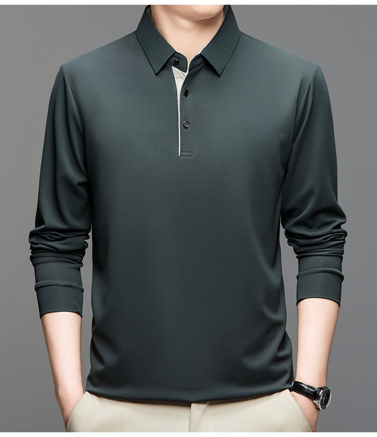 Langarm-Poloshirt für Herren, 2024 Frühling und Herbst Business-T-Shirt mit lockerem Kragen für Herren_voghion.com