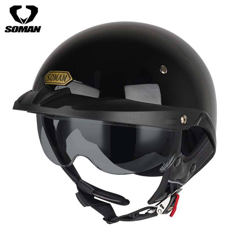 Soman retro half helmet electric car helmet half helmet men and women adult helmet motorcycle helmet 3C certification H3