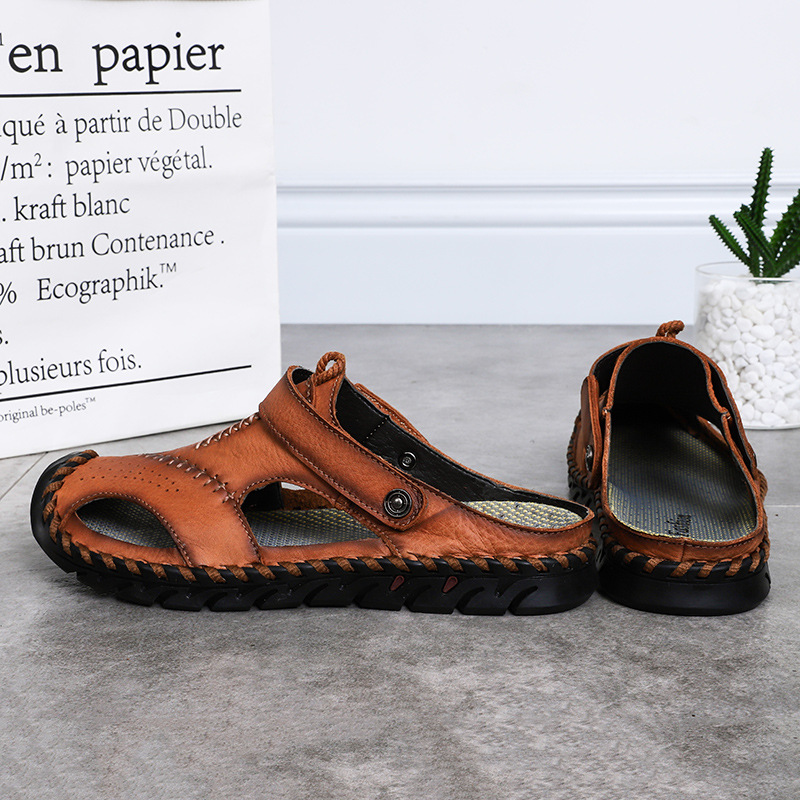 中年男士皮凉鞋