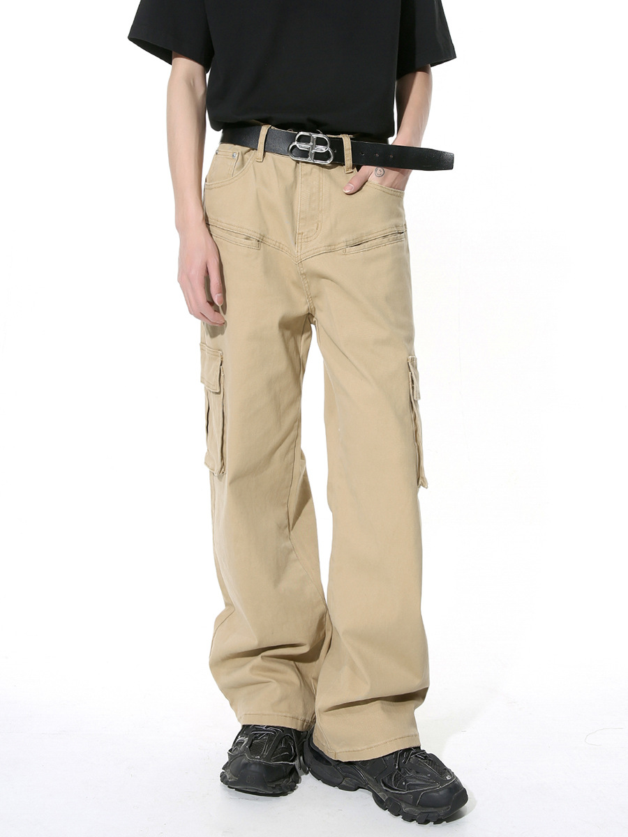 Mtlclothes ropa de Hombre | 2024 primavera nueva Maillard tridimensional multi-Bolsillo ropa de trabajo jeans moda casual