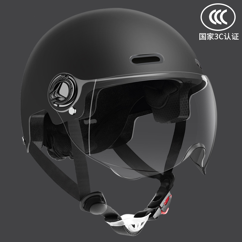 Electric Motorcycle — Universal Motosiklet kaskı (dəbilqə) - onyx-black-transparent-short-visor-lightweight-breathable-one-size