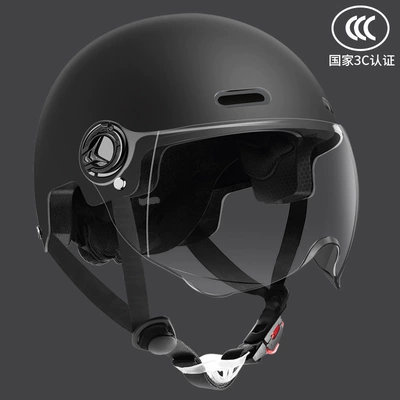 Half Helmet — Motosiklet kaskı (dəbilqə) - obsidian-black-transparent-short-lenses-light-and-breathable-one-size-fits-all