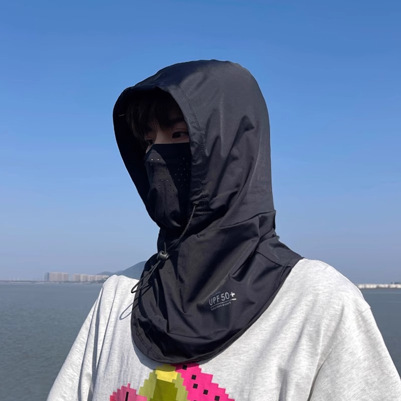 Máscara de protección solar para hombres cubre toda la cara y protege el cuello. en verano, el hielo protege el cuello y la capucha del cuello. conduce en bicicleta y cubre el cuello.