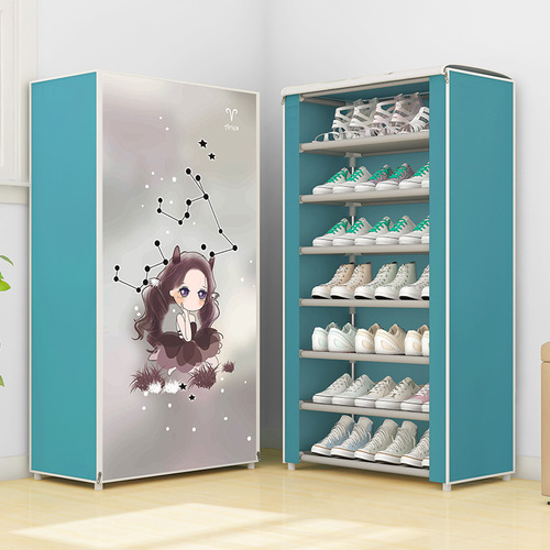 Simple shoe rack multi-layer combination dust-proof storage shoe cabinet cloth shoe cabinet steel frame fashion creative multi-functional simple dormitory