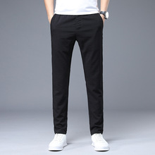 男士韩版潮流休闲夏天超薄款直筒黑色裤子修身冰丝运动裤男潮批发