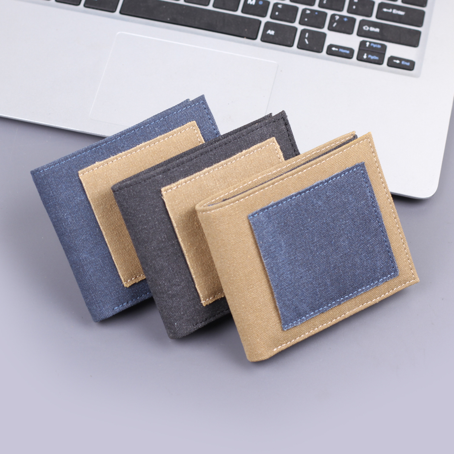 Bolso de lona para hombres bolso de dólares corto bolso de jeans para hombres bolso de tarjetas para hombres en una cartera para hombres