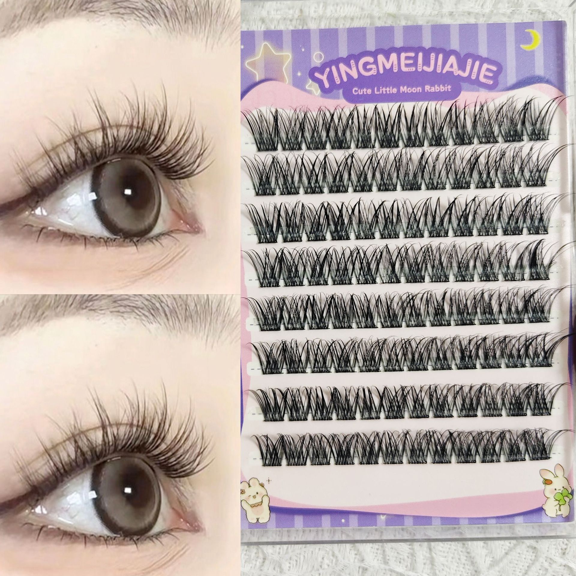 Caja de regalo de pestañas falsas transfronterizas empaque ocho filas YF30 delgada de pestañas cosméticas coreanas, pestañas falsas sin pegamento.