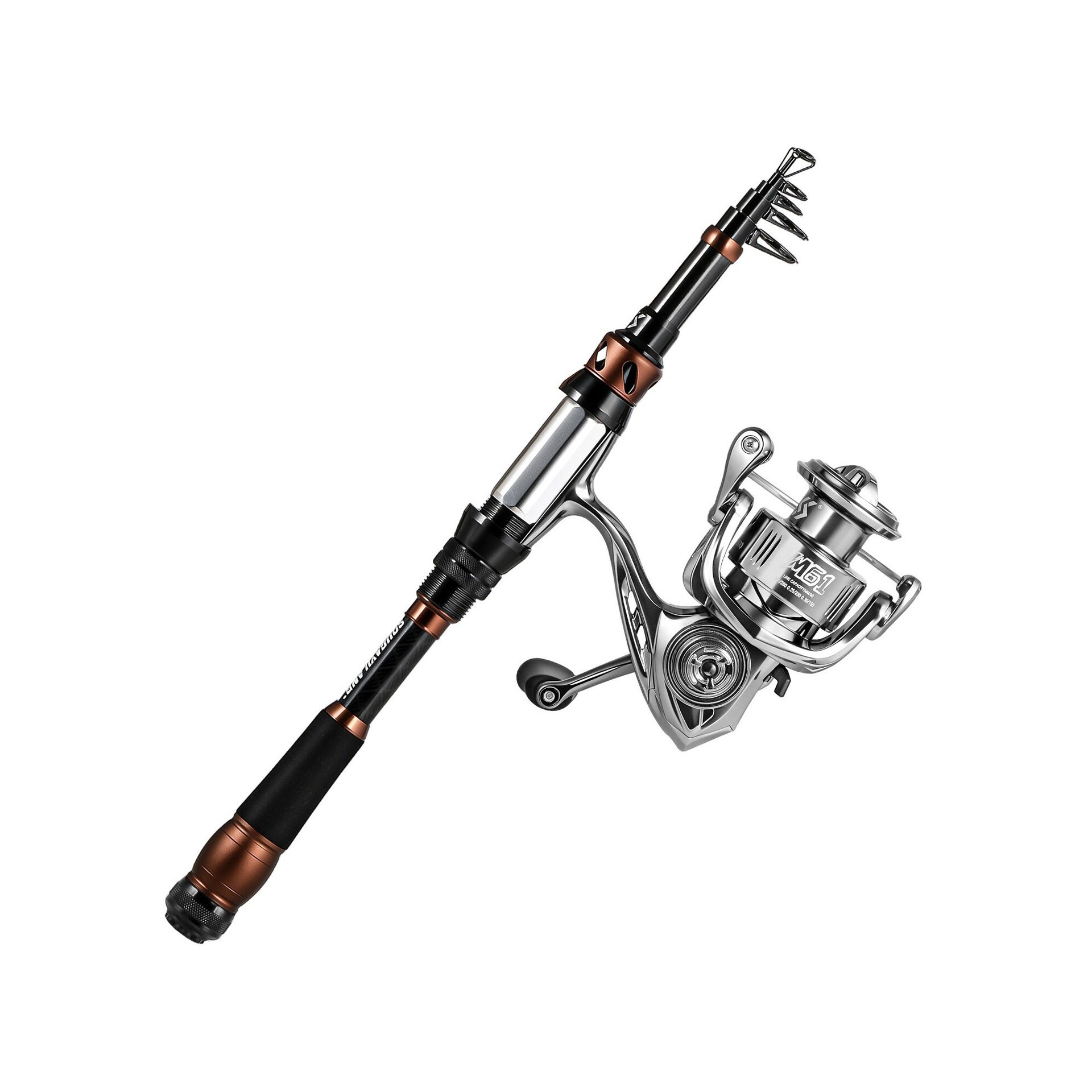 Carbon lure rod set, telescopic fishing rod with spinning reel set