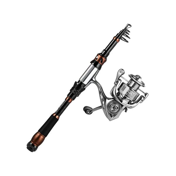 Carbon lure rod set, telescopic fishing rod with spinning reel set