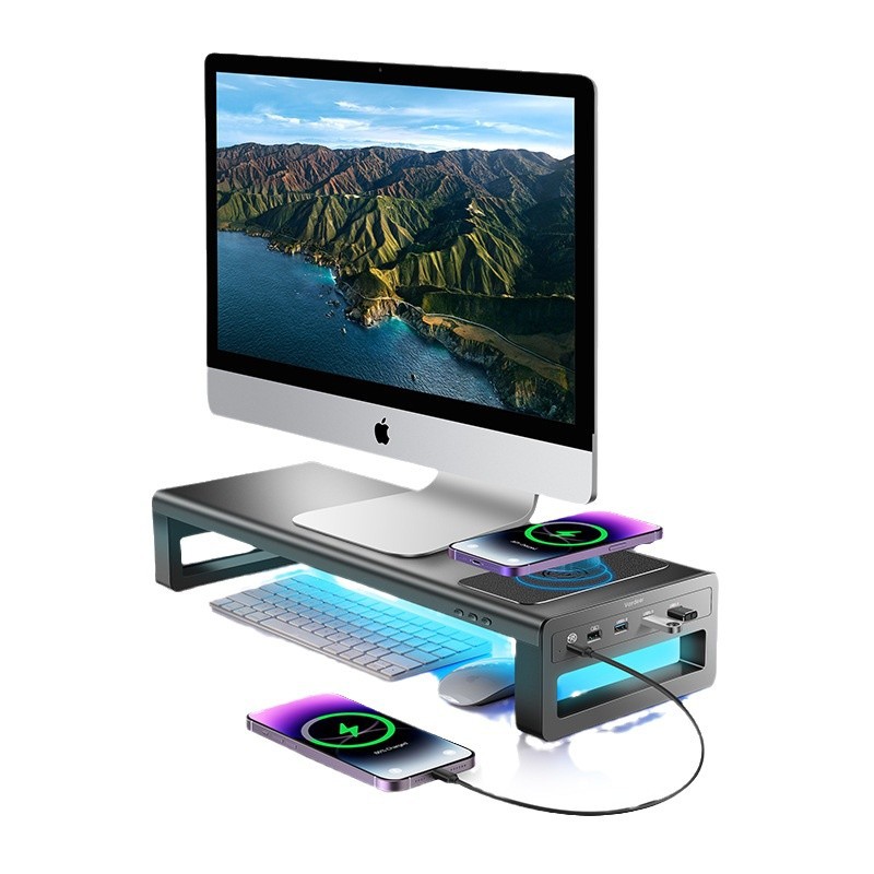 Vaydeer ciervos para monitor de metal elevada soporte pantalla portátil multifuncional USB inalámbrico