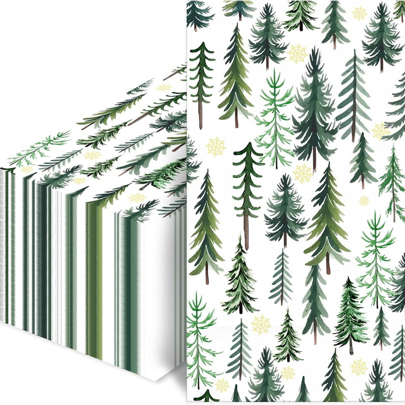 Christmas Tree Disposable Napkins Green Holiday Dinner and Bathroom Suitable for Christmas Winter Party Decoration Christmas Tree Disposable Napkins Green Holiday Dinner and Bathroom Suitable for Christmas Winter Party Decoration