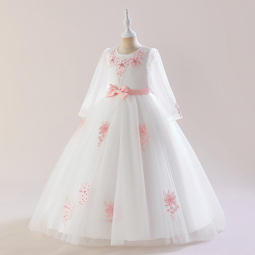 Europa y América nuevos vestidos de fiesta para niños y falda de tierra bordada con clavos de cuentas de vestido de niños