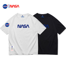 潮牌NASA聯名短袖T恤男女夏季寬松圓領純棉打底衫百搭情侶款體恤