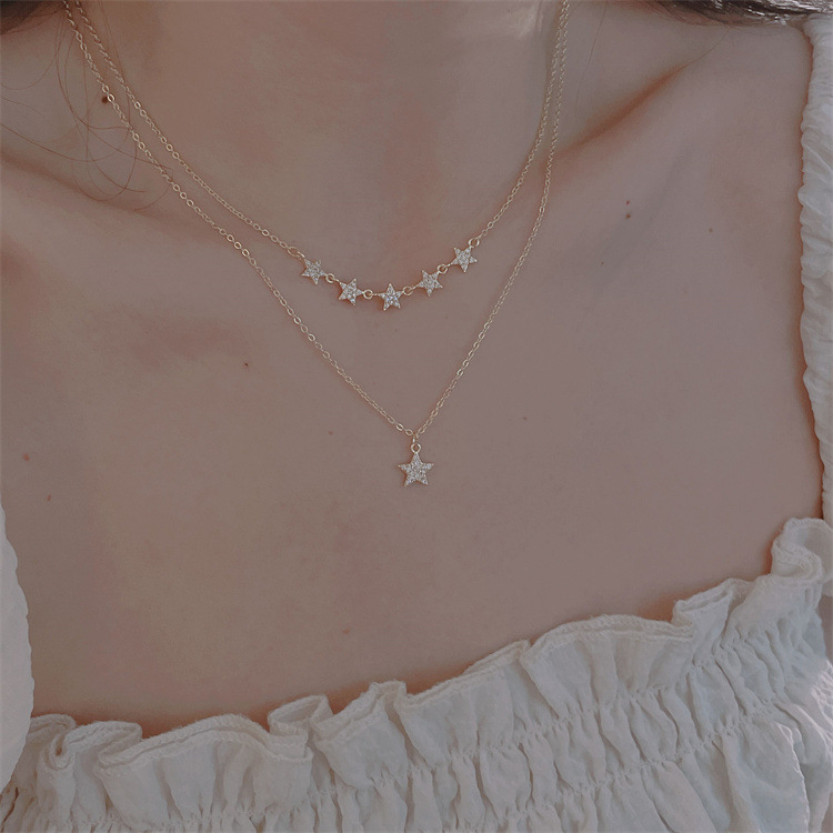 Style Simple Star Le Cuivre Incruster Zircon Pendentif Collier display picture 1
