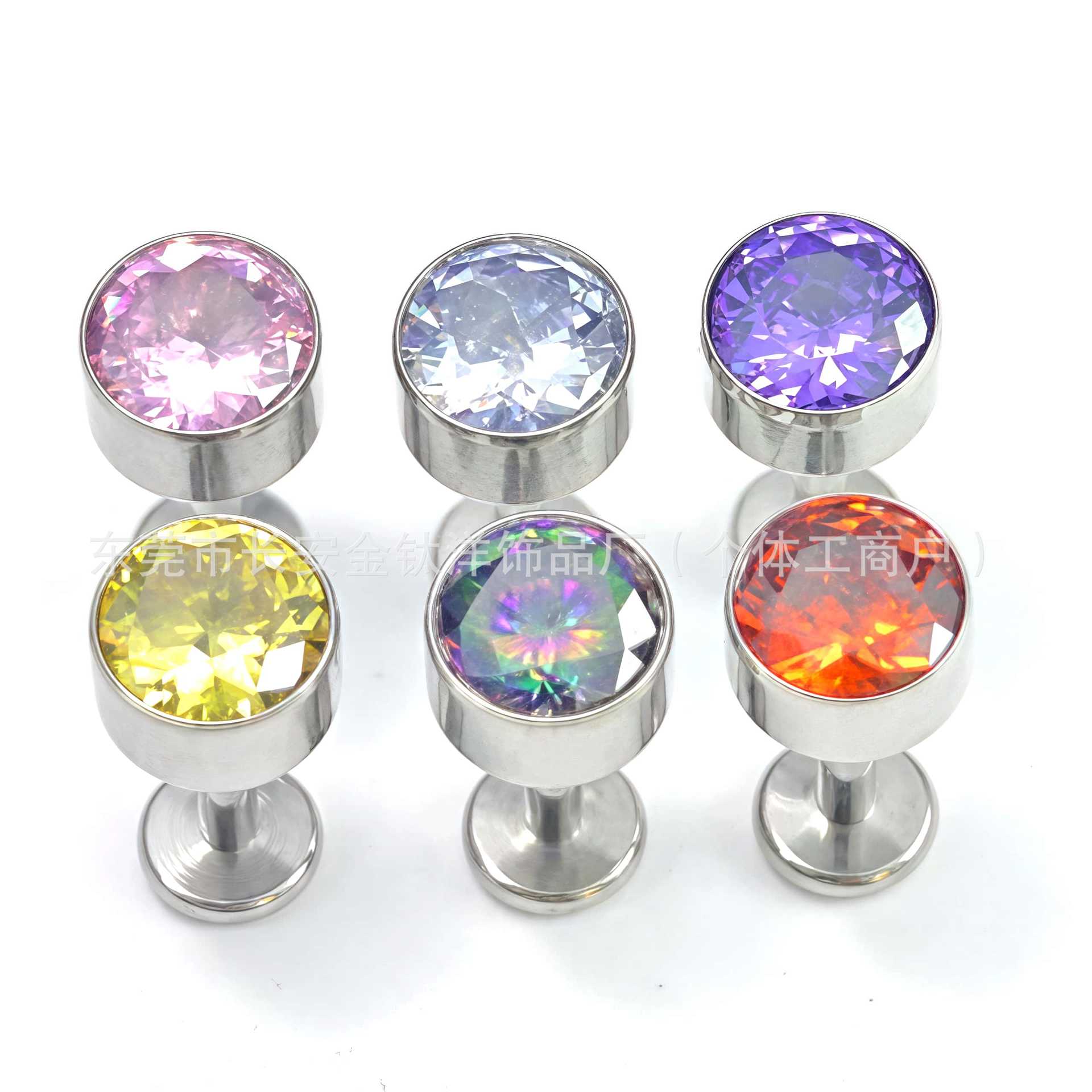 F136 Titanium Inlaid 5A Zircon Cylindrical Earrings Tongue Nails Lip Nails Piercing Jewelry G23 Titanium Alloy detail image 7