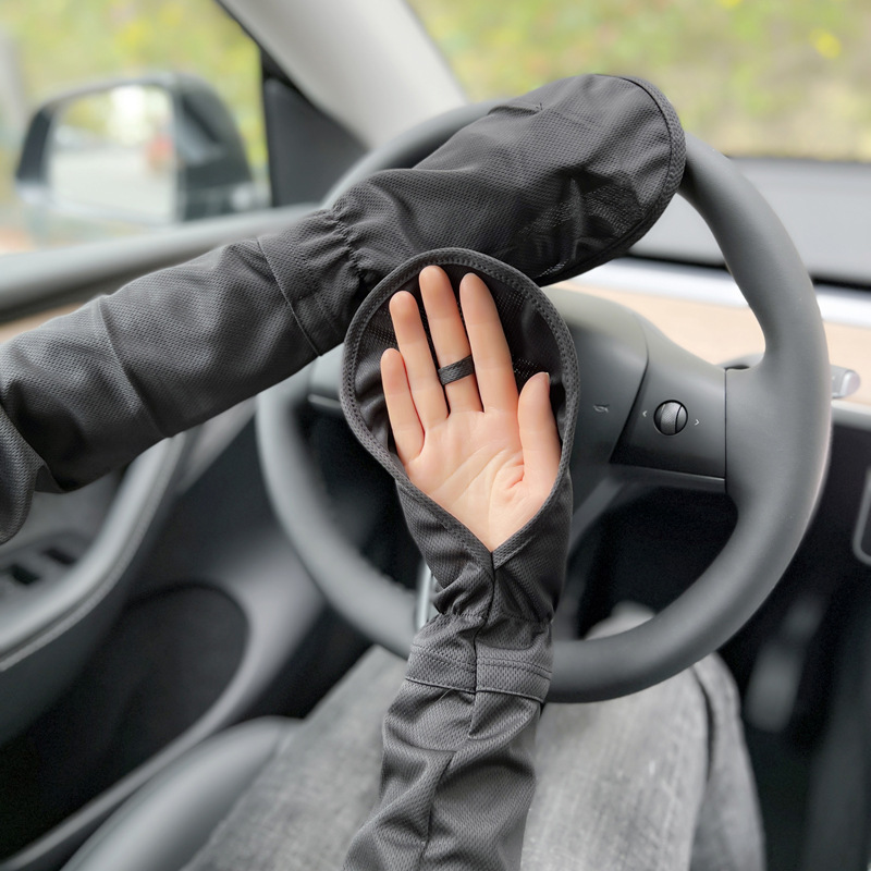 Finger-covered mesh sleeves-black