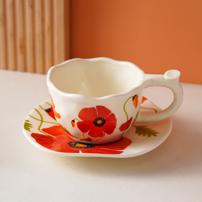 Nuevo estilo coreano juego de tazas y platillos de cerámica pintados a mano taza de café de pareja taza de leche taza de desayuno universal lindo para niños