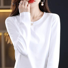 高档支丝光棉长袖恤女大码遮肉显瘦年春季新款打底衫上衣