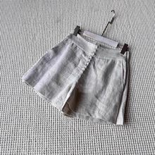 海外单,鼎牛渠道的实力!!小众设计多扣透气高腰仿亚麻短裤女