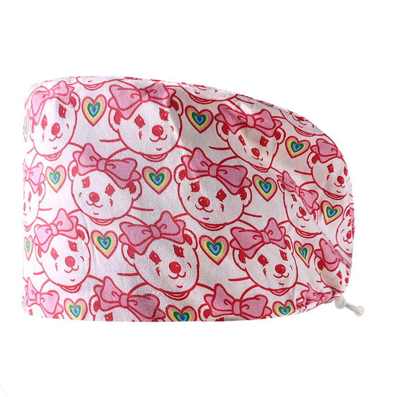 Gorro redondo de algodón puro para hombre y mujer, gorro bonito con estampado de UCI quirúrgico y hebilla, gorro de trabajo ajustable para médico y Hospital, gorro de enfermera