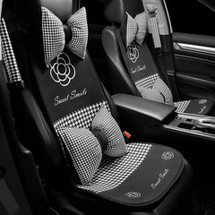 Car seat cushion for all seasons single piece summer linen ins internet celebrity rhombus car rear seat cushion for women