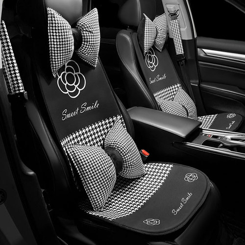 Car seat cushion for all seasons single piece summer linen ins internet celebrity rhombus car rear seat cushion for women