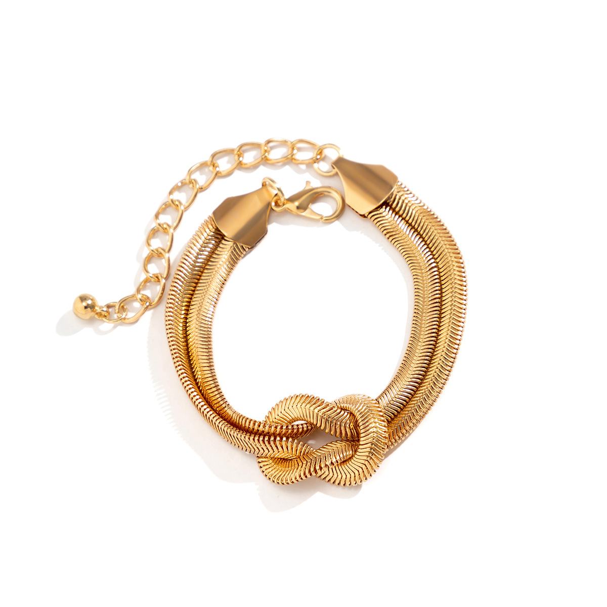 Minimalist Twisted Snake Bone Chain Bracelet For Women Silver_voghion.com