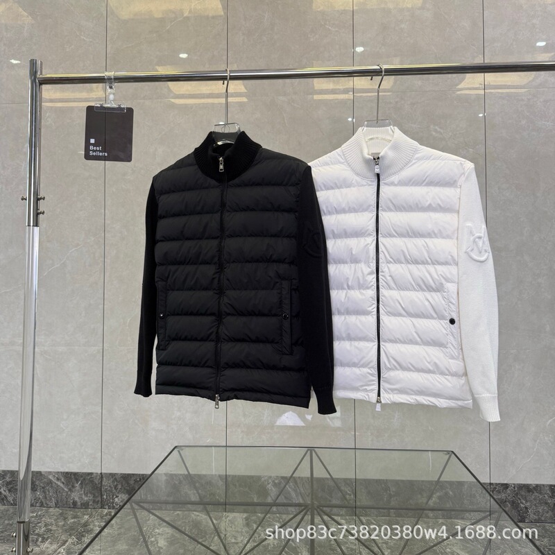 Putian Mengjia knitted hooded quilted down jacket, lightweight stand-up collar top, unisex jacket, couple's style outerwear