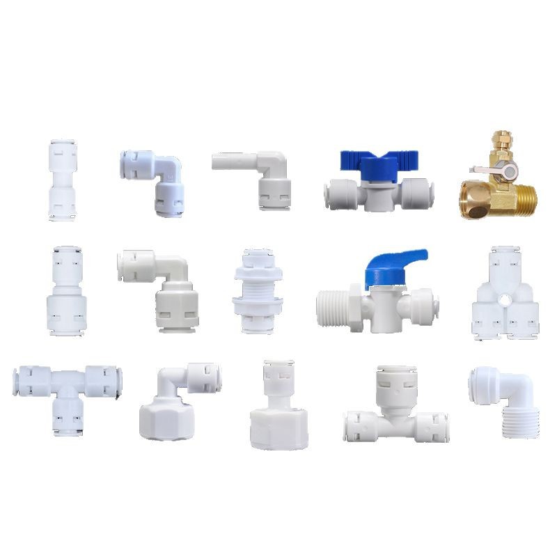 Water Purifier Connector 1/4 Inch Elbow 3/8 Inch Straight-Through 1/2 Inch Internal and External Thread Ball Valve Three-Way Filter Quick-Connect Fitting