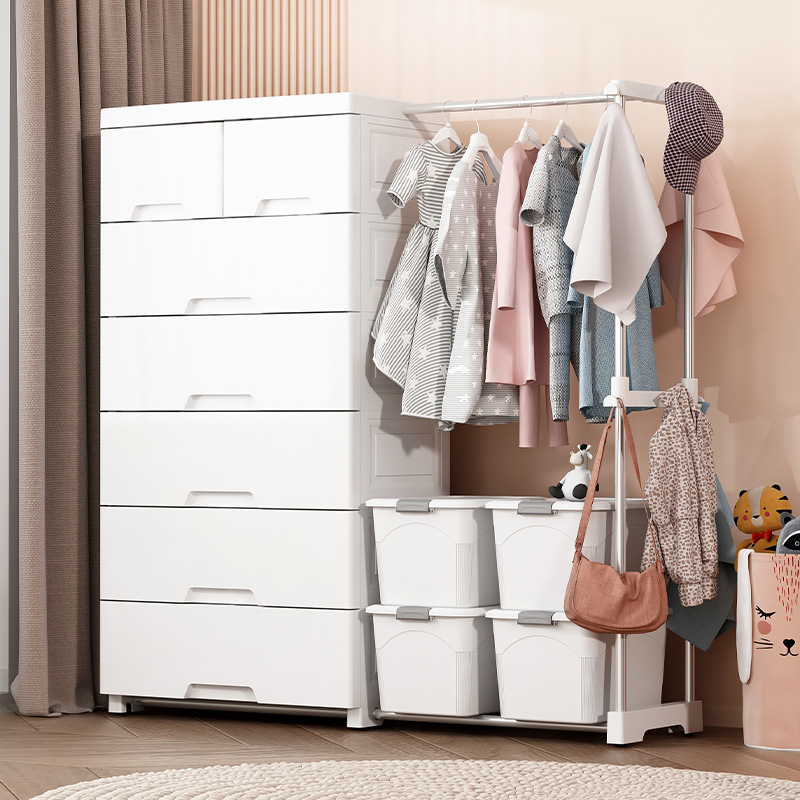 Baby wardrobe hanging clothes storage rack household children's baby plastic storage cabinet drawer storage simple wardrobe