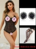 Black lace nipple stickers, tights