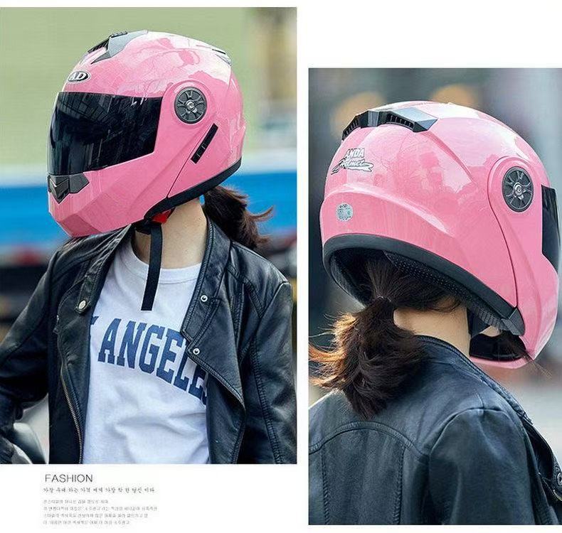 Cross-Border Exclusive Tail Light Full-Face Helmet for Men, Motorcycle Helmet with Dual Visors, Women's Electric Vehicle Open-Face Helmet, Motorcycle Safety Helmet