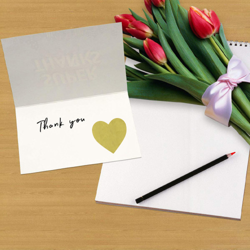 Amazon roll gold heart-shaped thank you sticker blank love gold sticker label sealing sticker