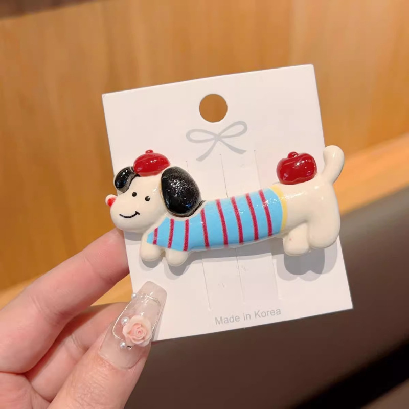 新しいスタイルのダックスフント子犬楽しい動物ヘアピン女性ニッチデザインかわいいサイドカモノハシクリップヘアクリップ前髪クリップ|undefined