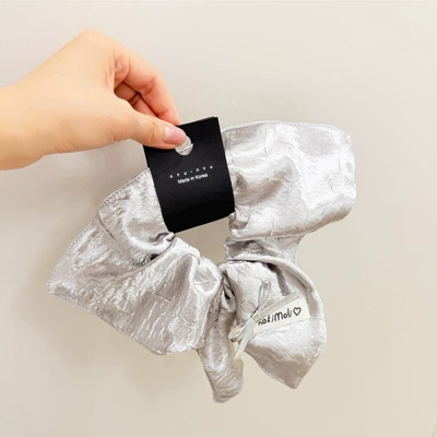 Saç üçün rezinlər Ballet Bow silver Pu - silver-square-scarf-hair-tie