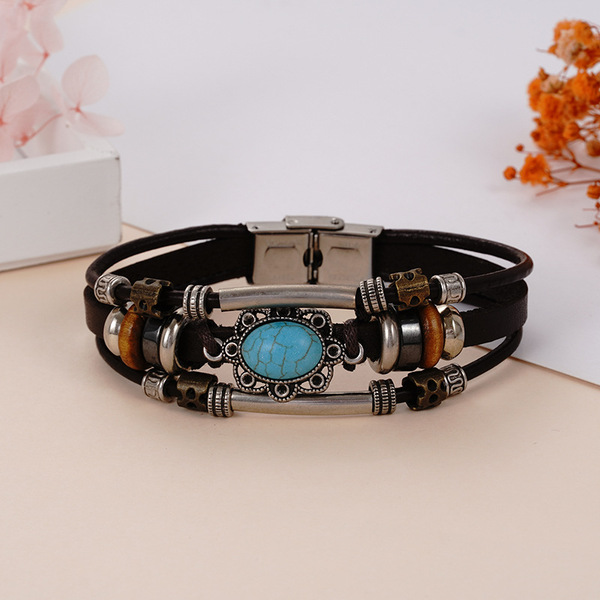 turquoise woven bracelet stainless steel handmade