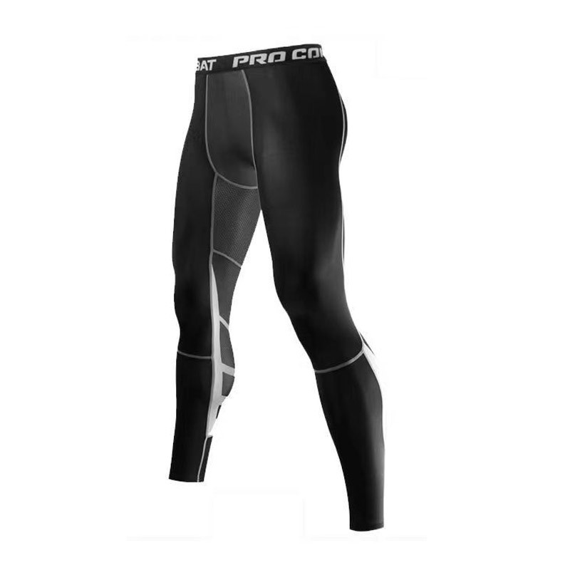 Pantalones de gimnasio para hombres de gimnasio para carreras de baloncesto impresión de pantalones apretados de nueve puntos para hombres que absorben sudor de alta velocidad elástica pantalones de compresión seca en stock