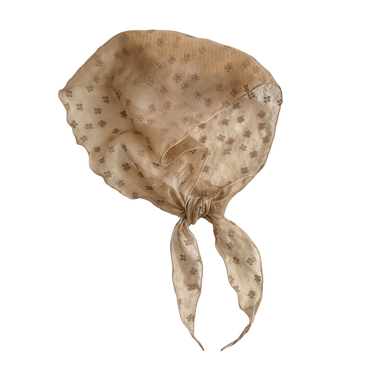 Bufanda triangular babero femenino verano nuevo estilo fino bordado floral bufanda de seda de encaje protector de cuello bufanda en la cabeza cinturón para el cabello atado