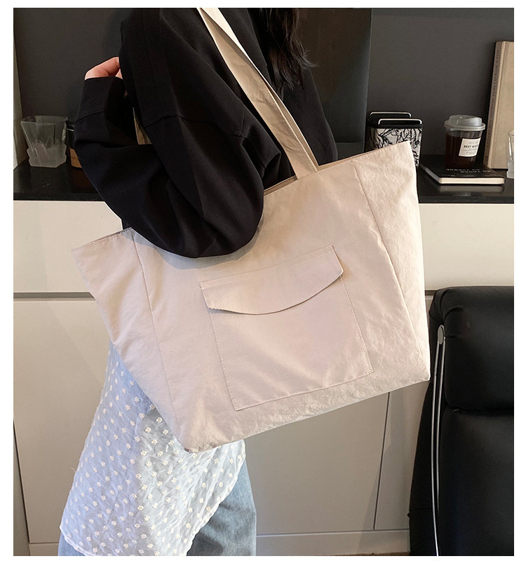 Cross-border laid-back style nylon bag for women 2025 new casual large-capacity shopping handbag, simple and lightweight single-shoulder bag details Picture