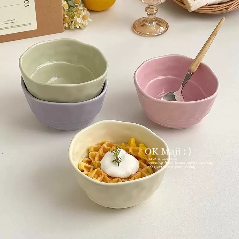 ins风可爱风陶瓷饭碗奶油风餐具高颜值水果沙拉碗燕麦酸奶早餐碗