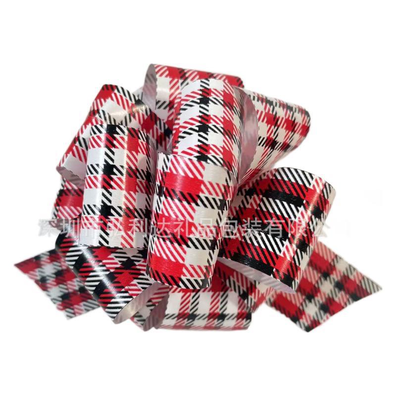 Inventario 12 conjuntos de 5 "decoración de Navidad flor de mano Navidad ciervo patrón impresa cinta de color PP flor de mano