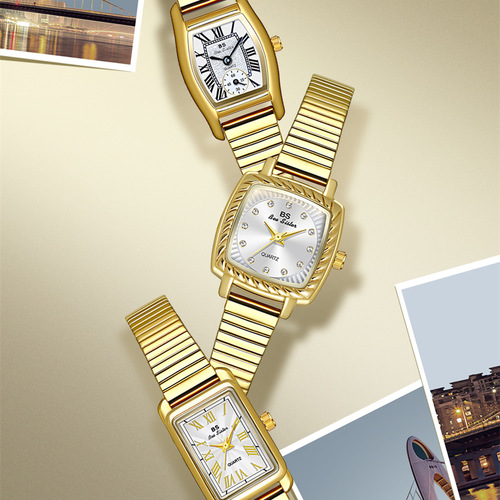 BS new hot-selling watch manufacturer direct sales light luxury INS cold wind small square watch women's stainless steel watch bamboo strap